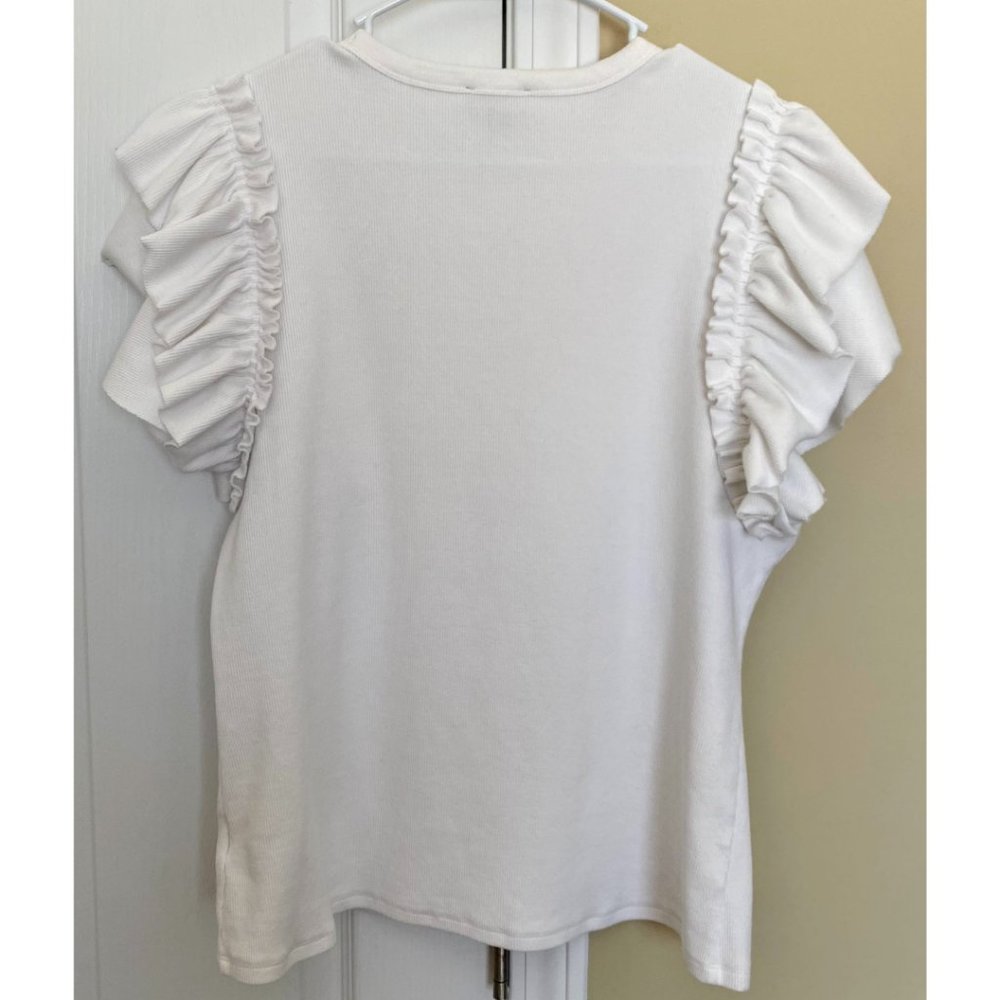 White Ruffle Sleeve Top - Picture 3 of 3